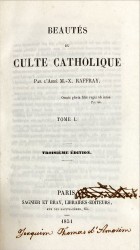 BEAUTES DU CULTE CATHOLIQUE. Tome I (e II)